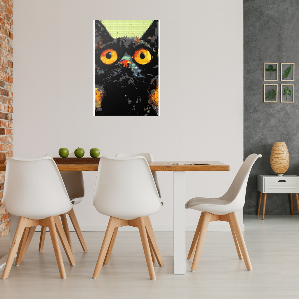 Black cat with yellow eyes