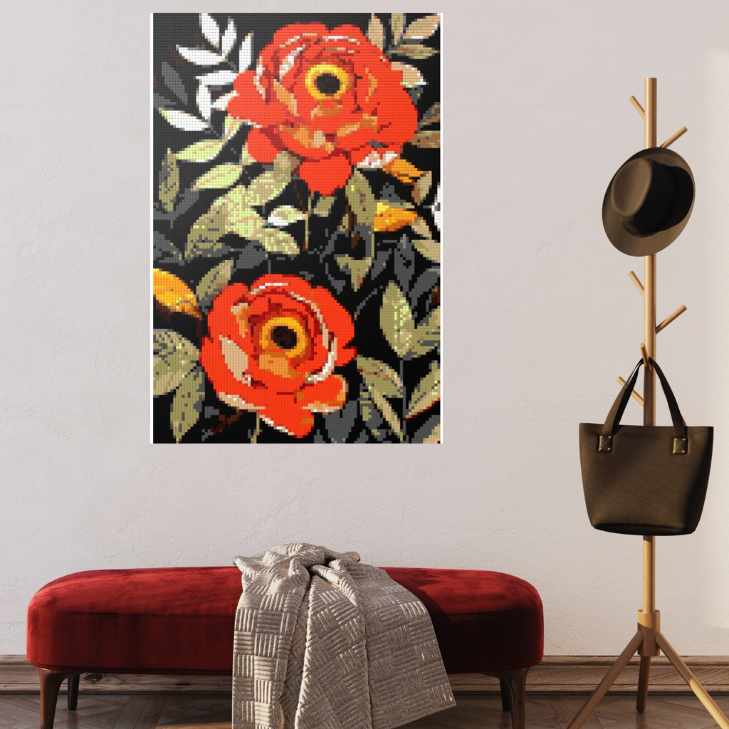 Peonies nature art mosaic