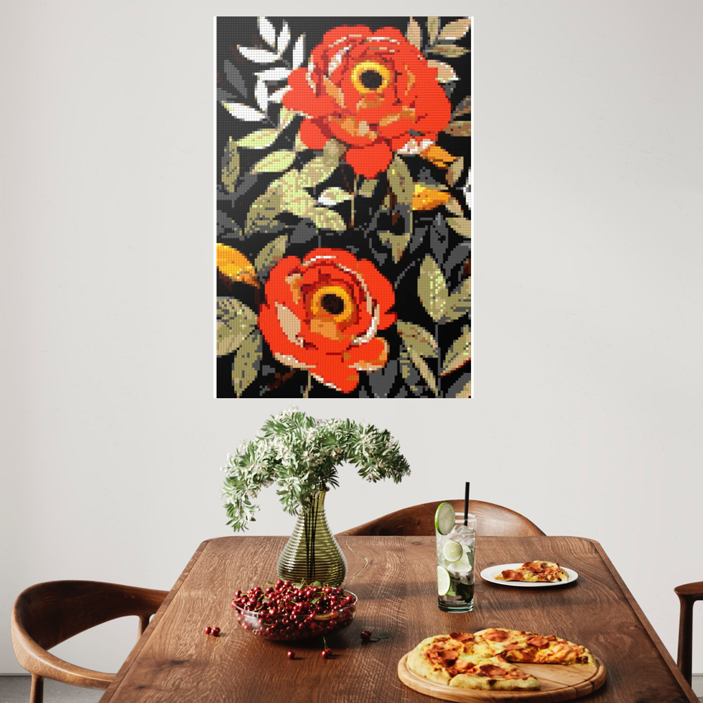 Peonies nature art mosaic