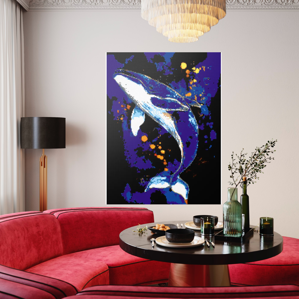 A whale in the depths of the ocean mosaic