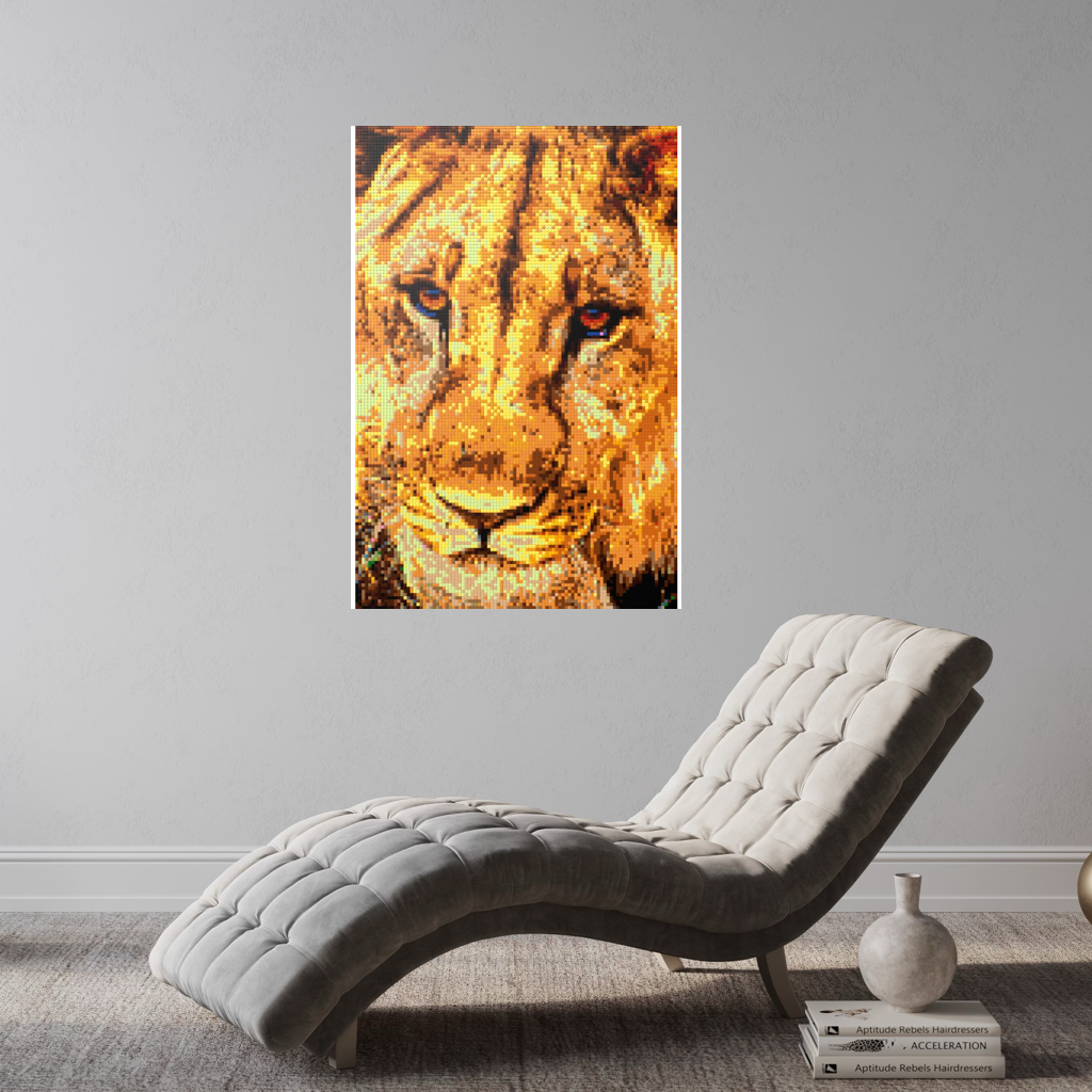 African Male Lion Closeup Portrait