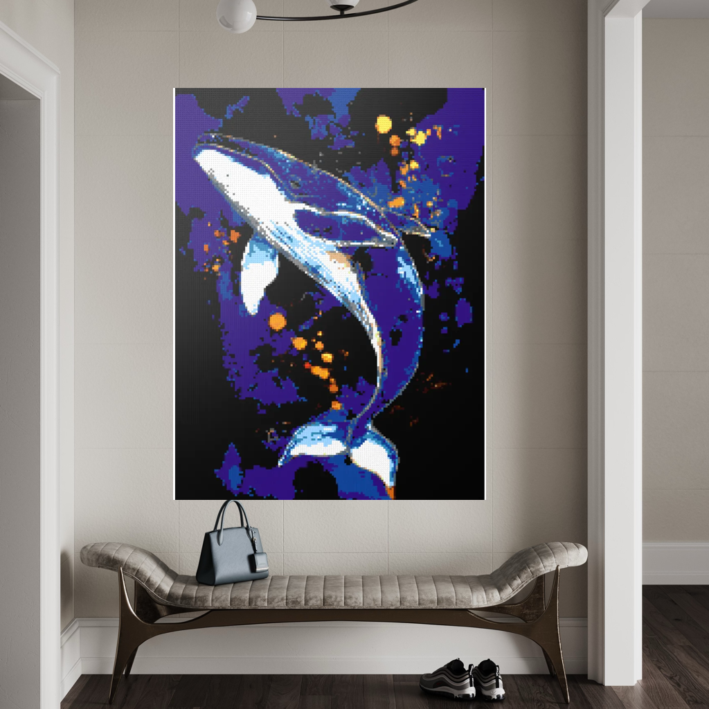 A whale in the depths of the ocean mosaic