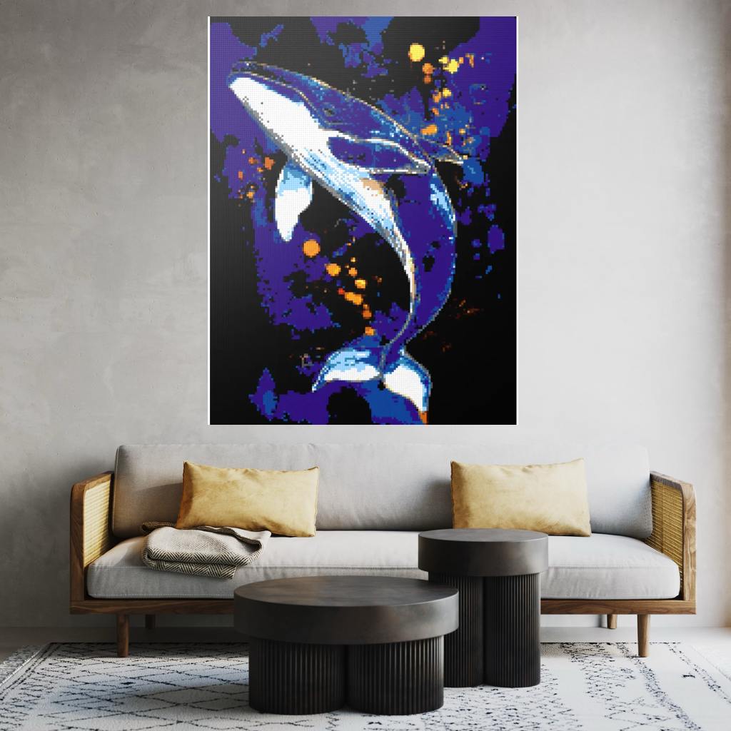 A whale in the depths of the ocean mosaic