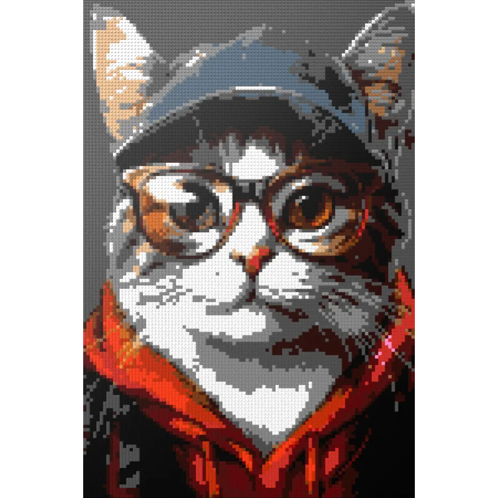 Hipster cat Charlie mosaic