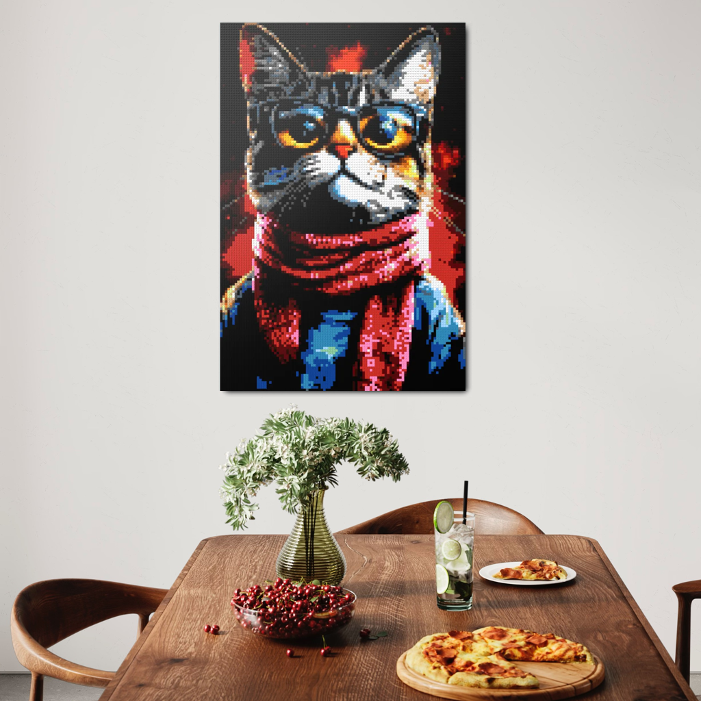 Hipster cat John mosaic