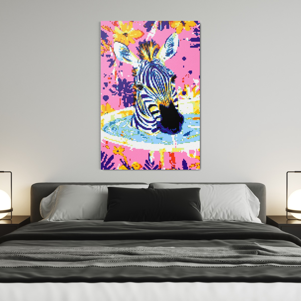 Zebra taking bath mosaic