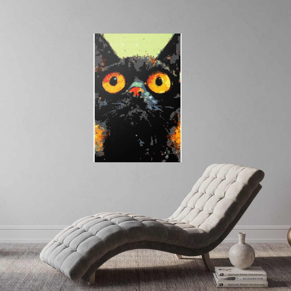 Black cat with yellow eyes