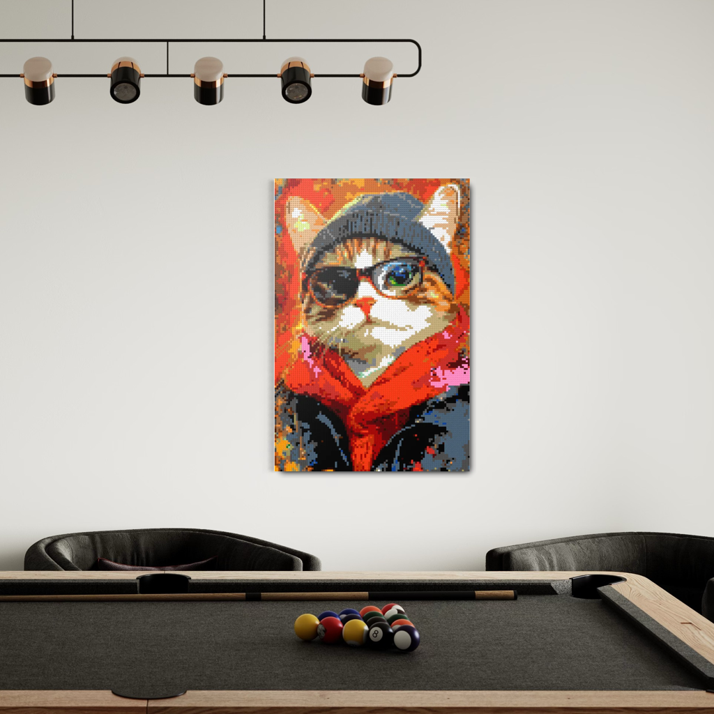 Hipster cat Oscar mosaic