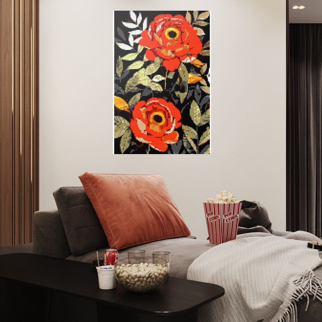 Peonies nature art mosaic
