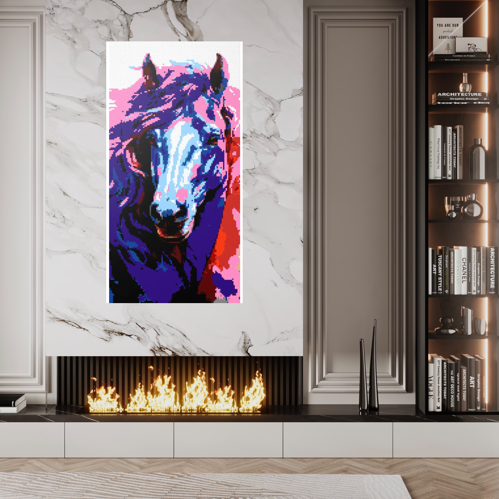 Blue horse mosaic
