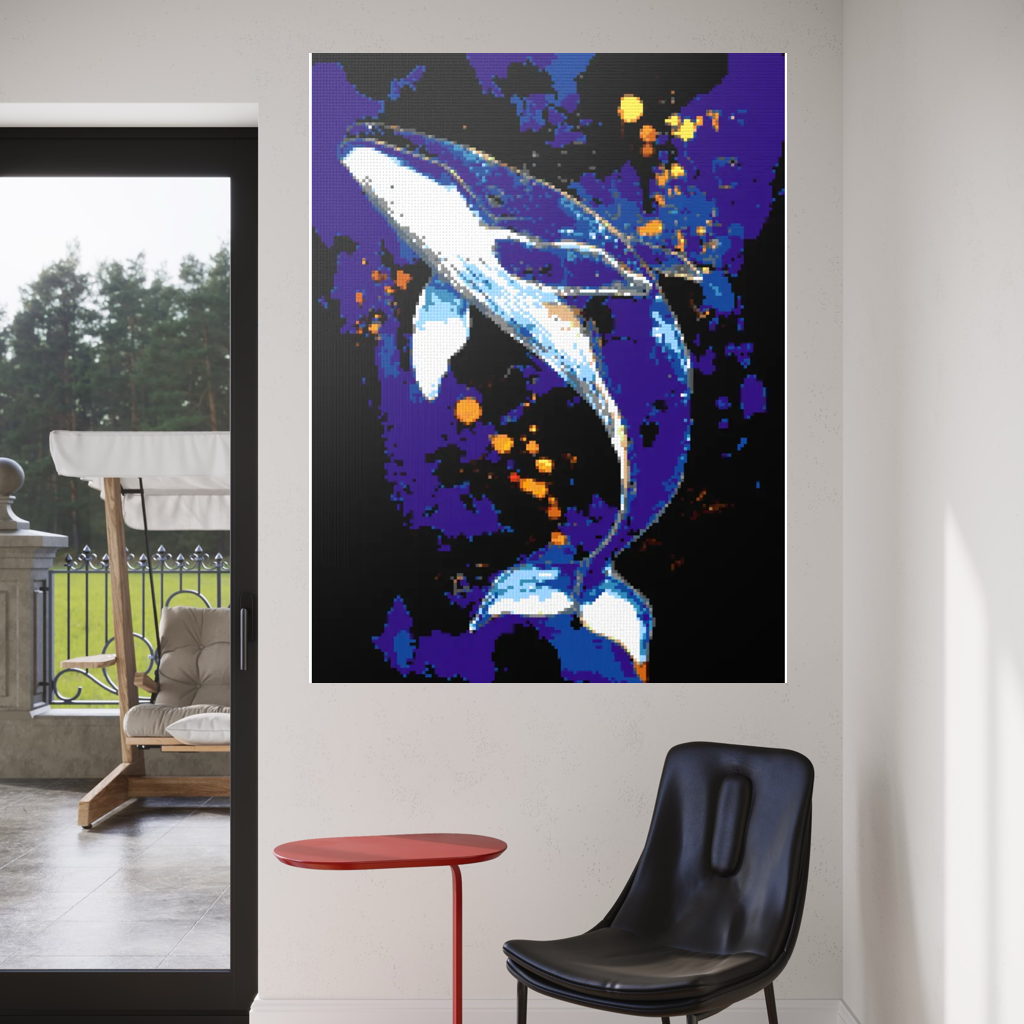 A whale in the depths of the ocean mosaic