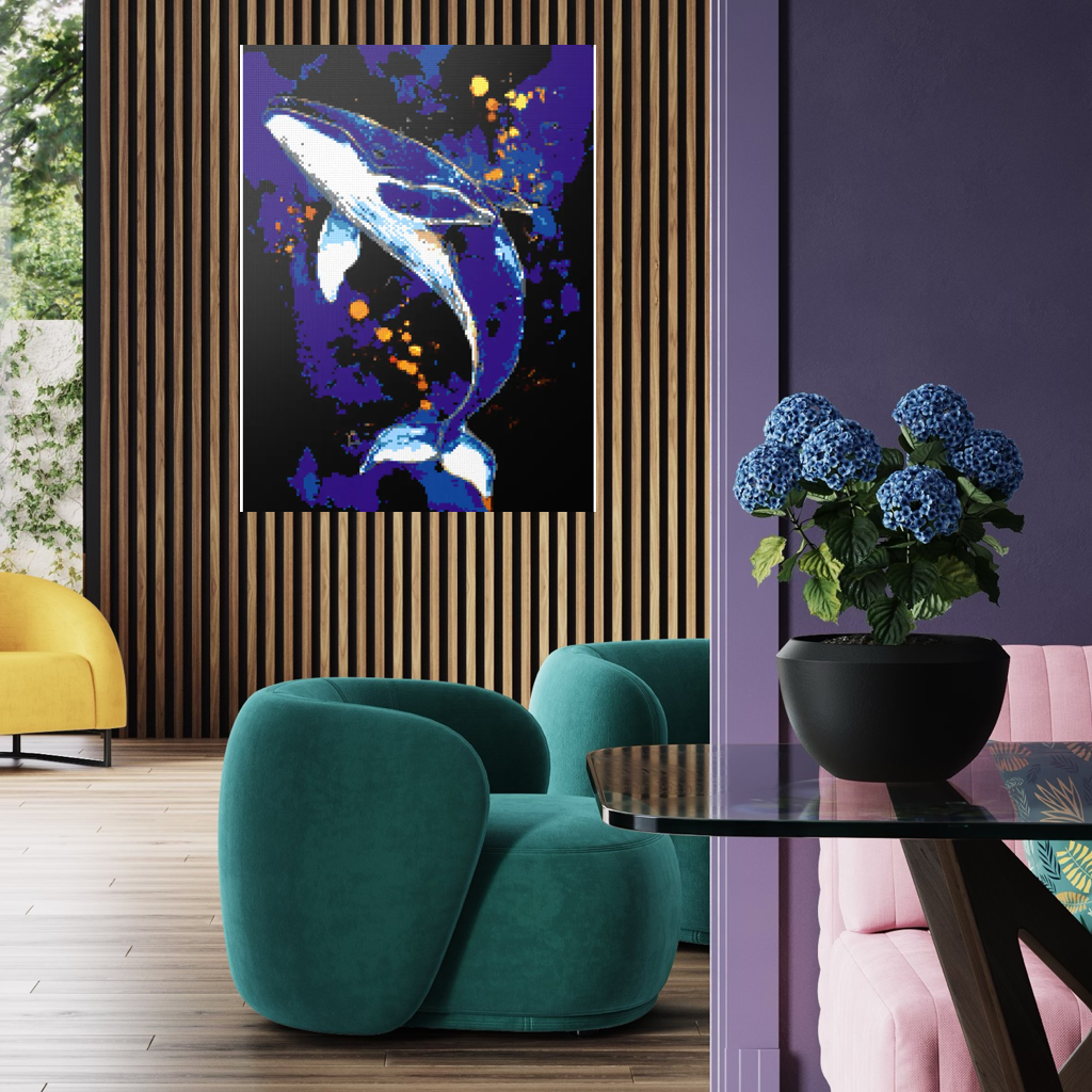 A whale in the depths of the ocean mosaic