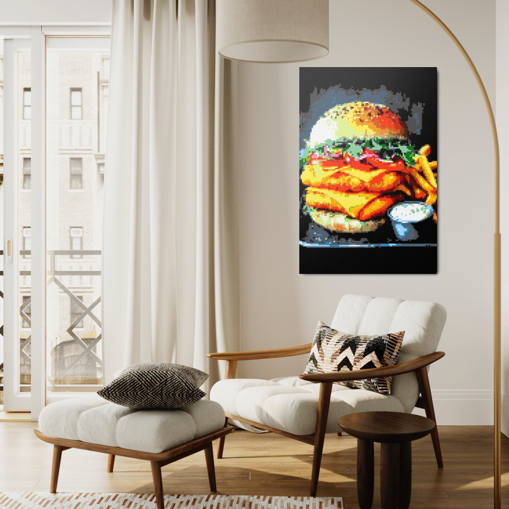 Cheesburger and fries mosaic