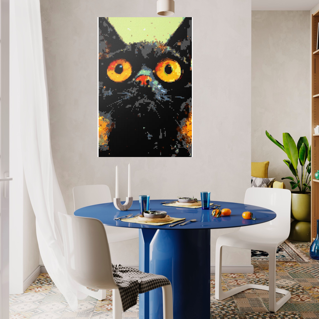Black cat with yellow eyes