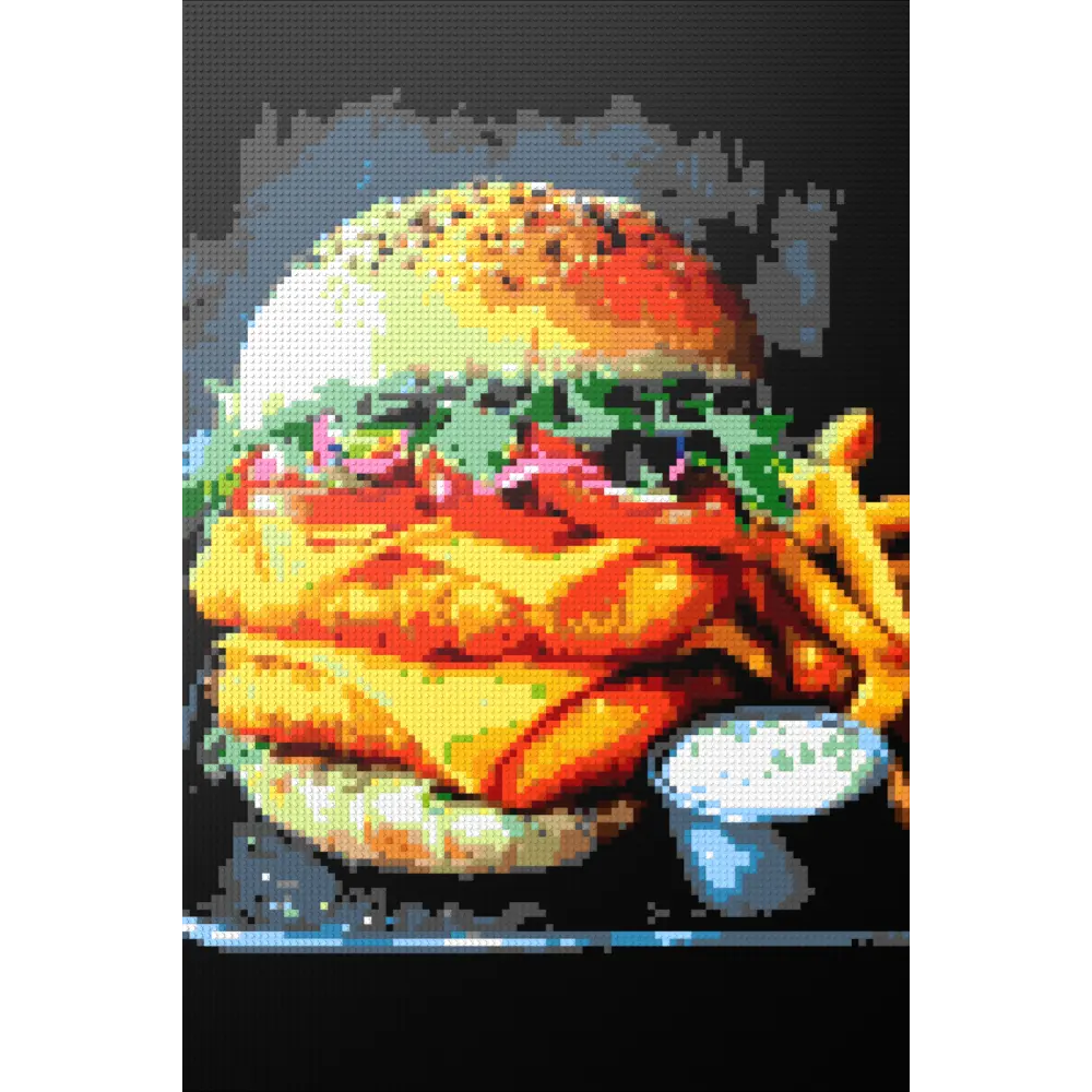 Cheesburger and fries mosaic