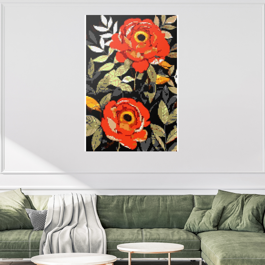 Peonies nature art mosaic
