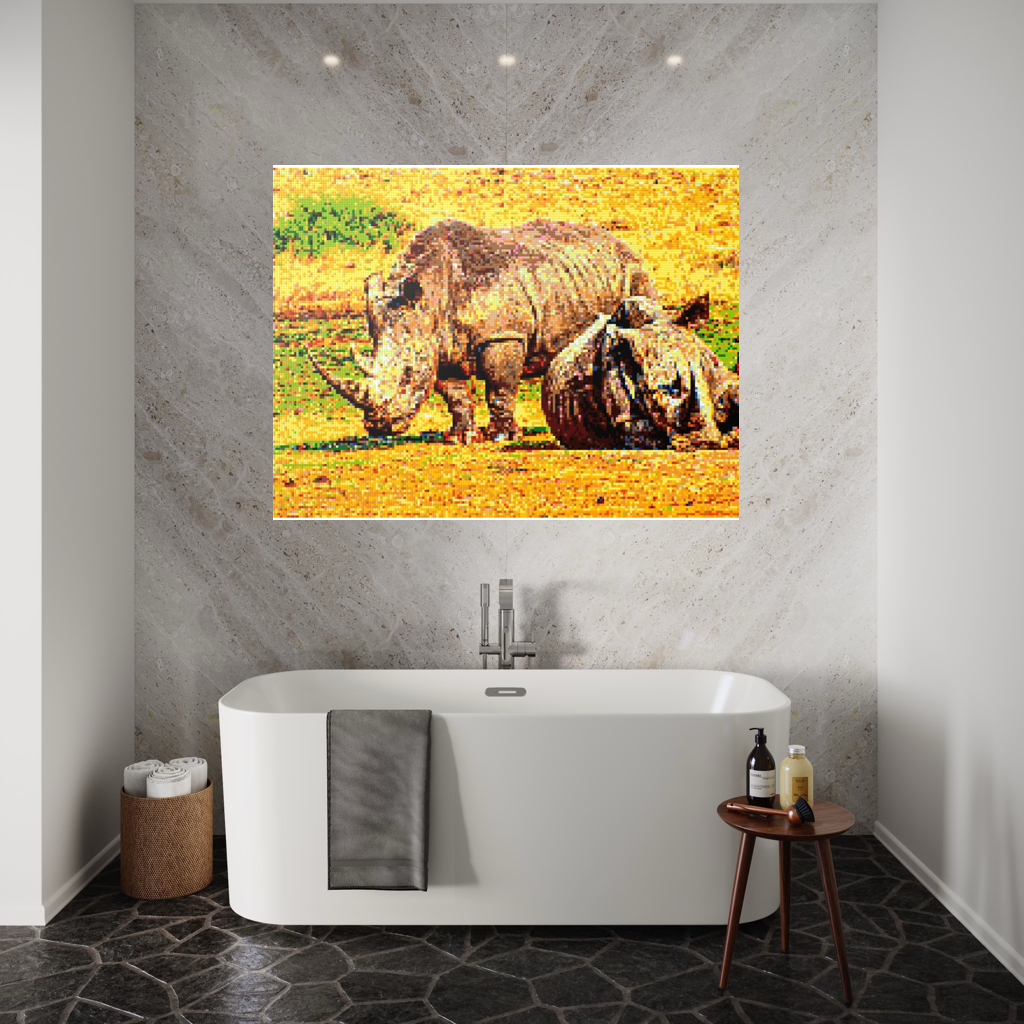 A pair of African rhinoceros in Southern Africa