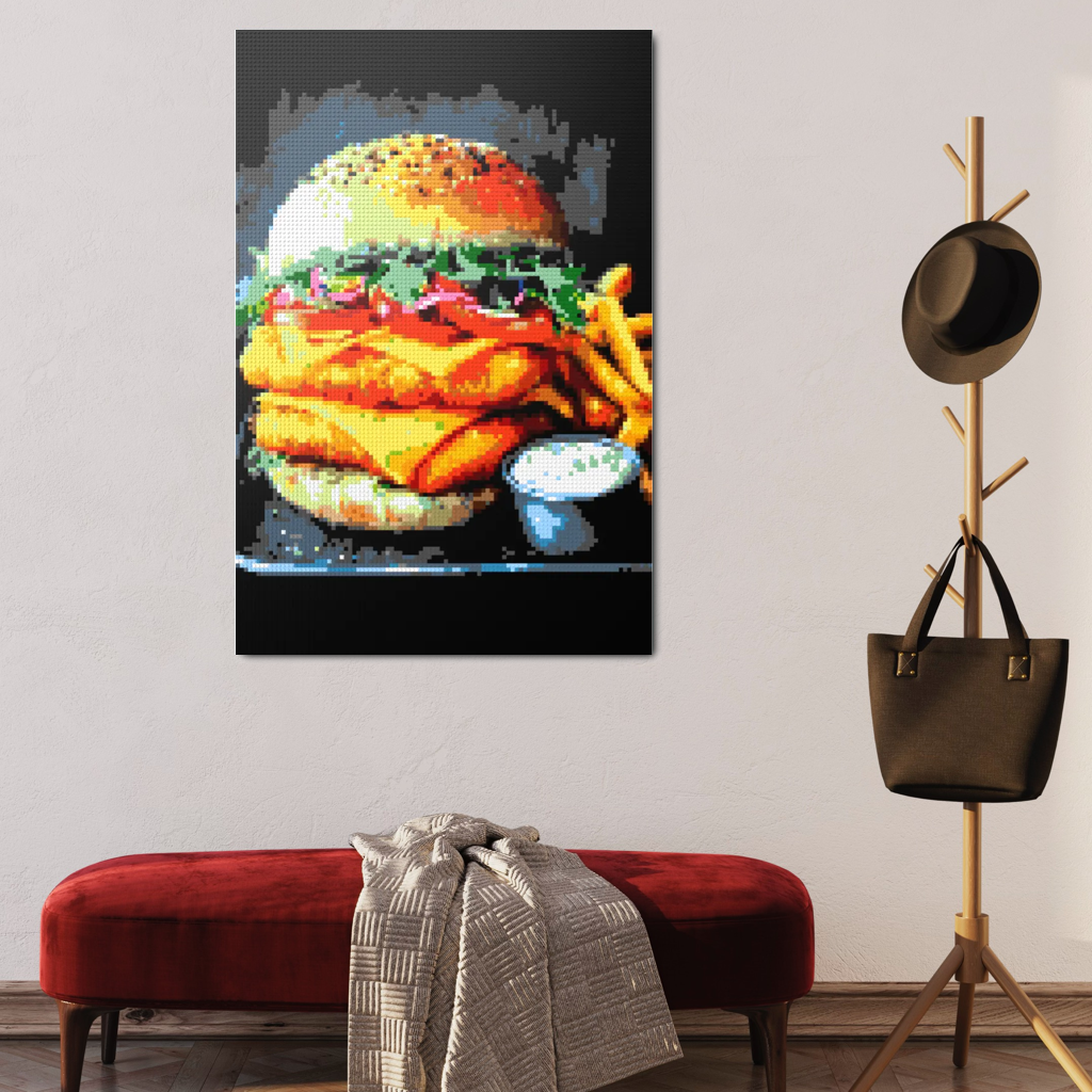 Cheesburger and fries mosaic