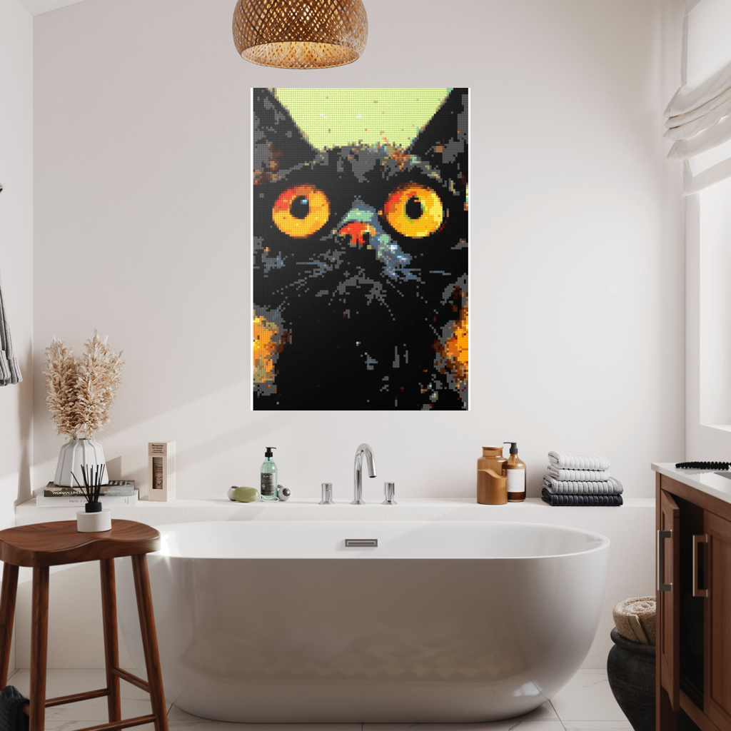 Black cat with yellow eyes