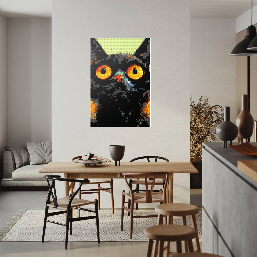 Black cat with yellow eyes
