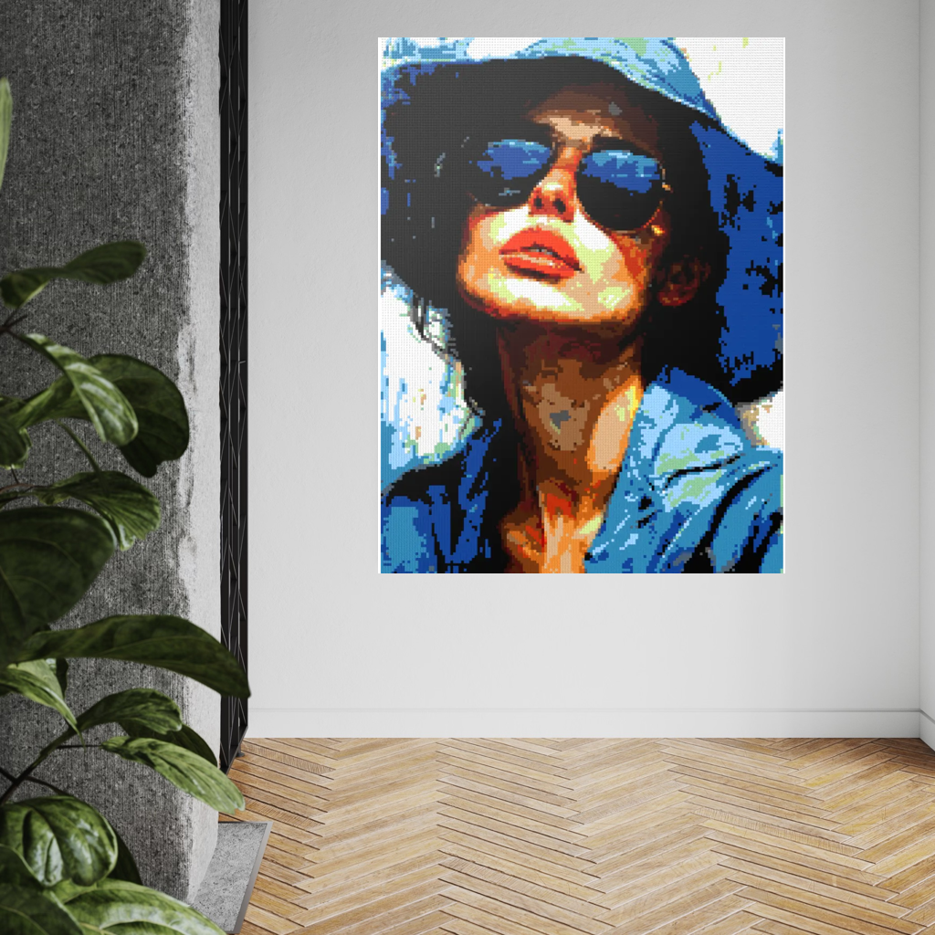 Woman in blue hat mosaic