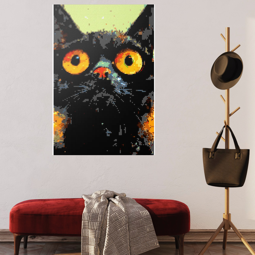 Black cat with yellow eyes