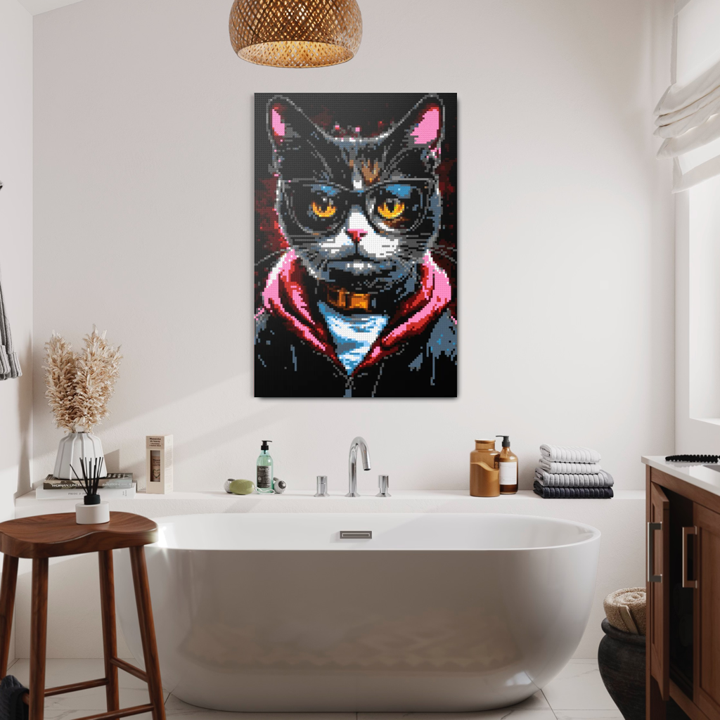 Hipster cat Jeff mosaic