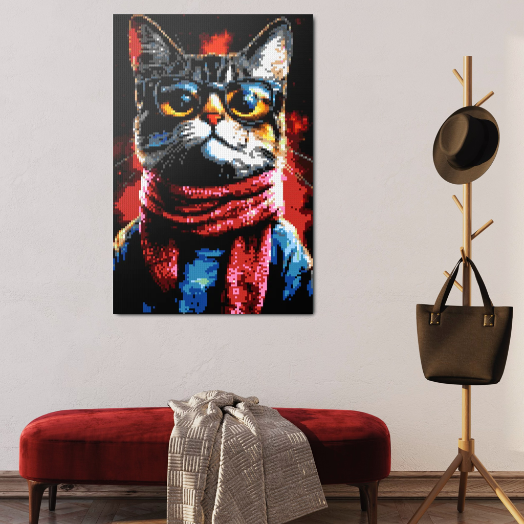 Hipster cat John mosaic