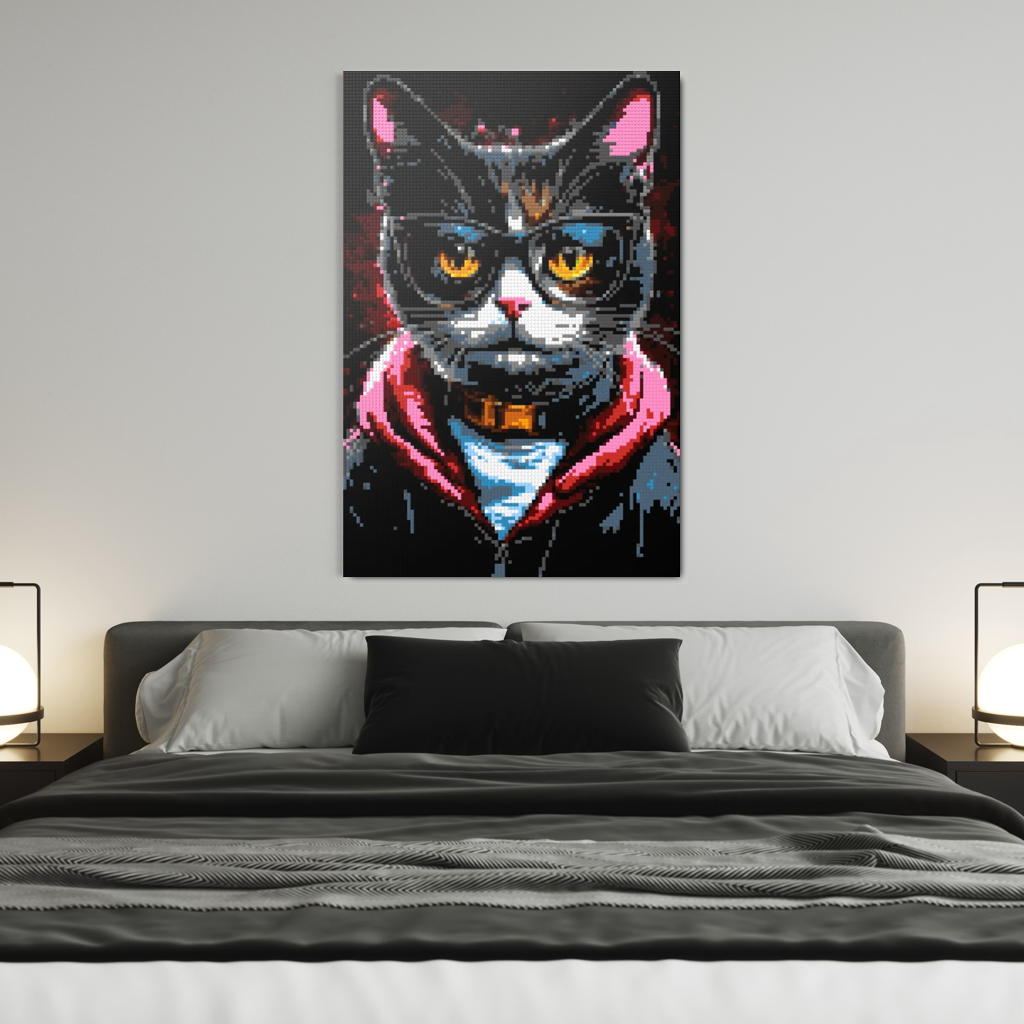 Hipster cat Jeff mosaic