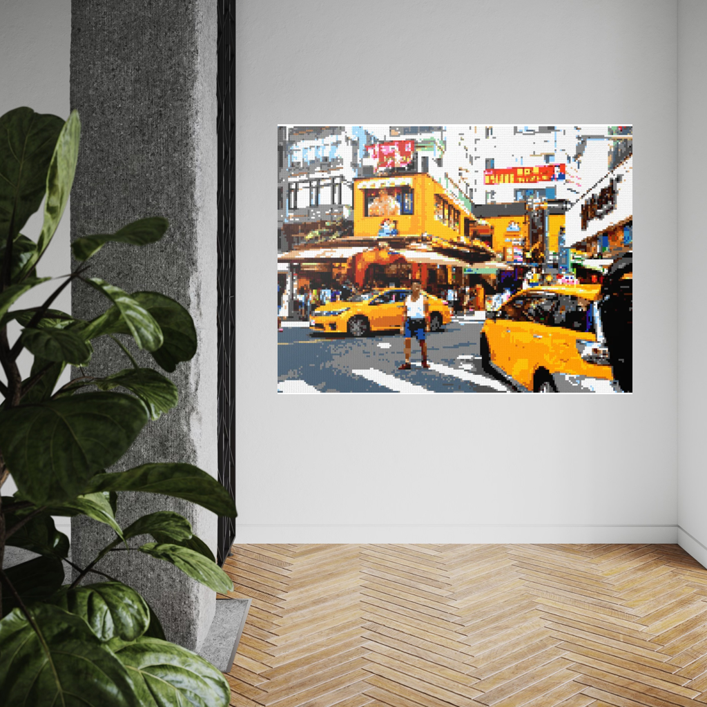 Taipei Street Scene with Taxis