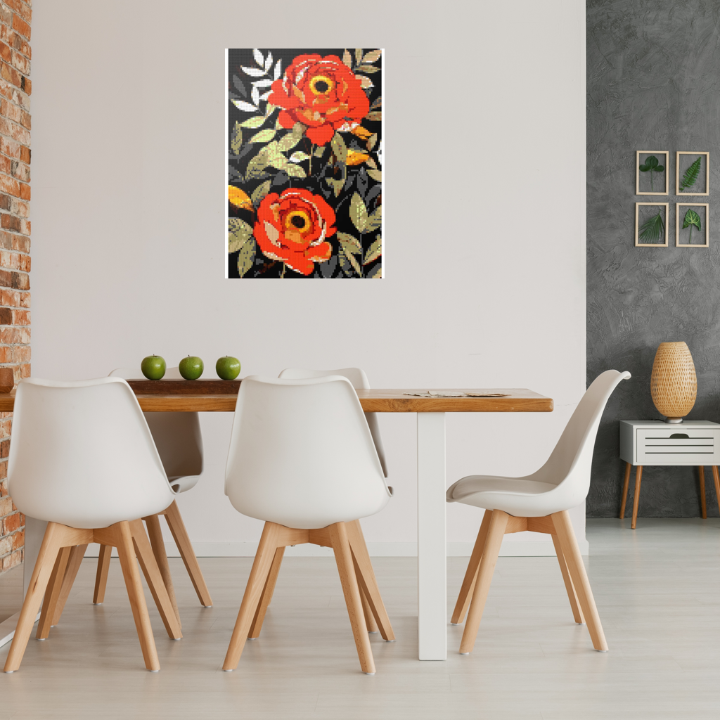 Peonies nature art mosaic