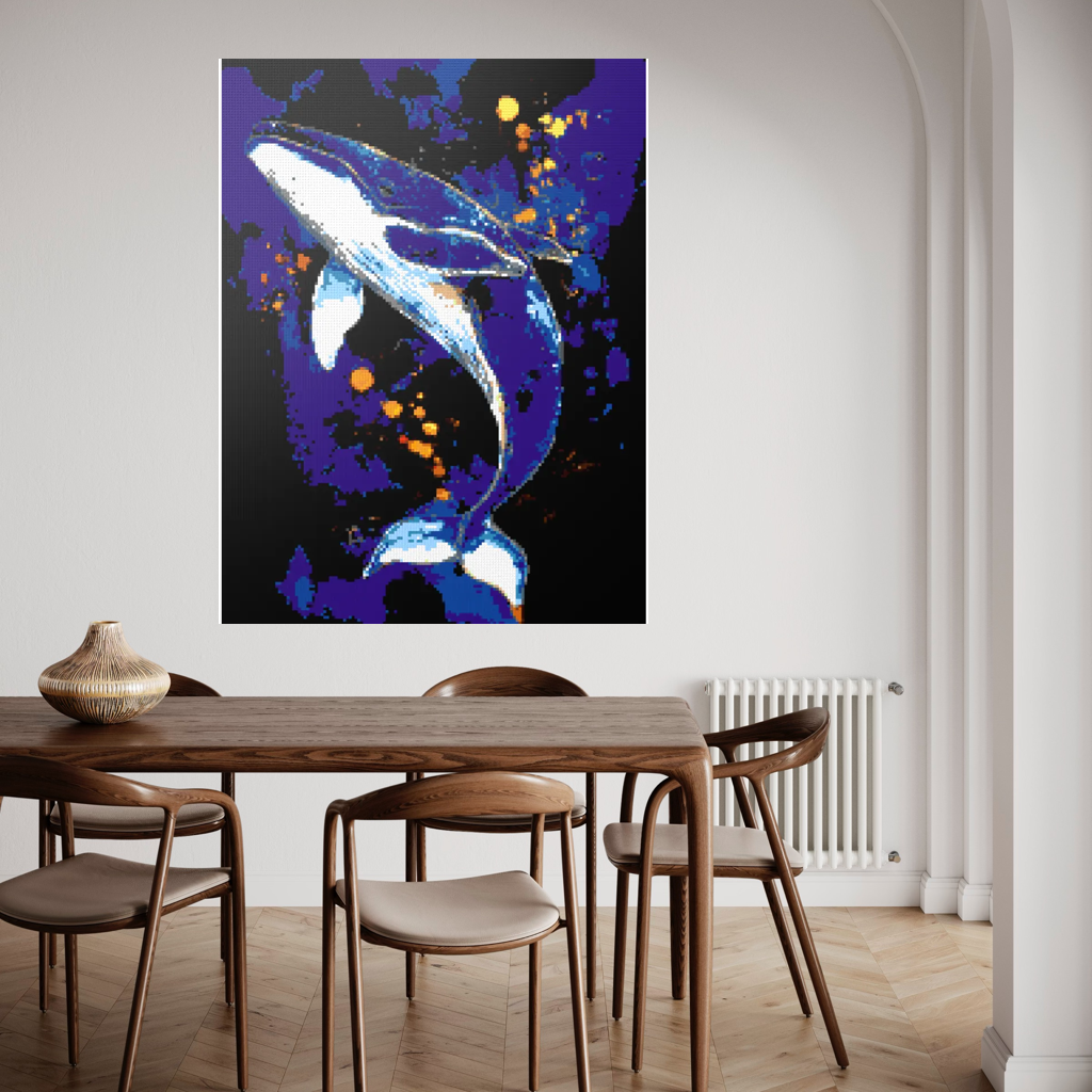 A whale in the depths of the ocean mosaic