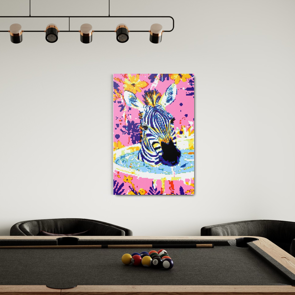 Zebra taking bath mosaic