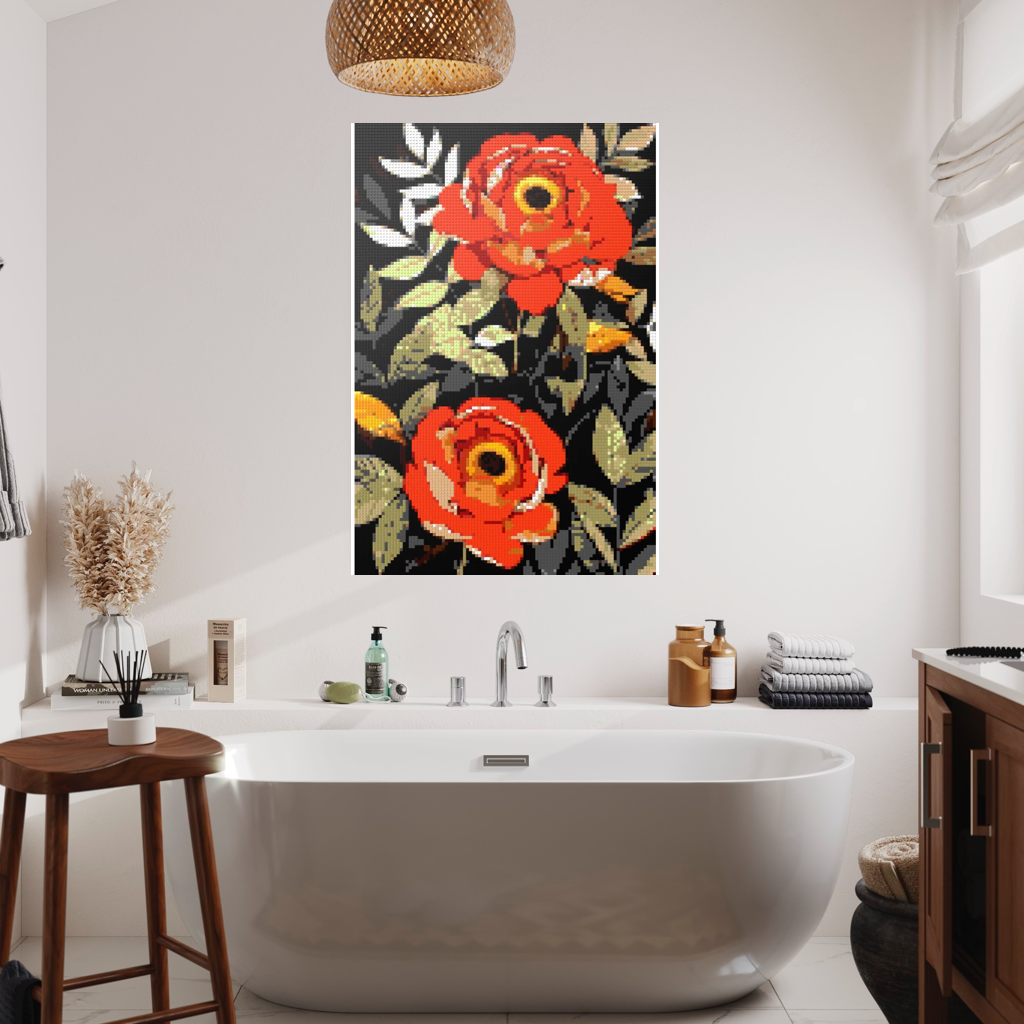 Peonies nature art mosaic