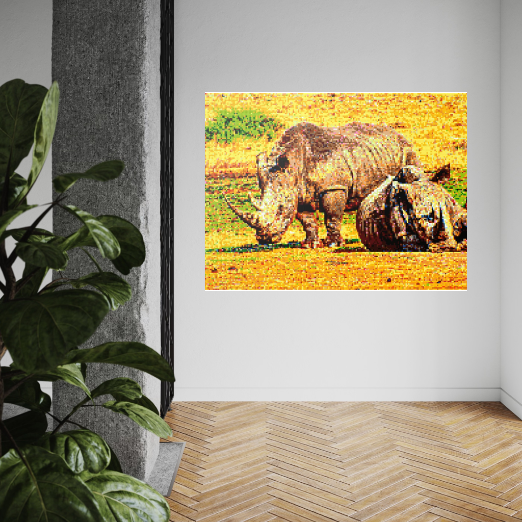 A pair of African rhinoceros in Southern Africa
