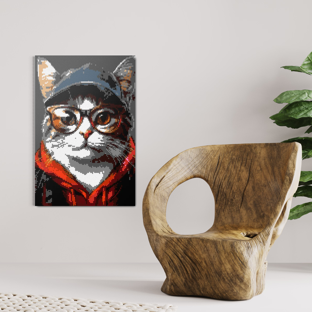 Hipster cat Charlie mosaic