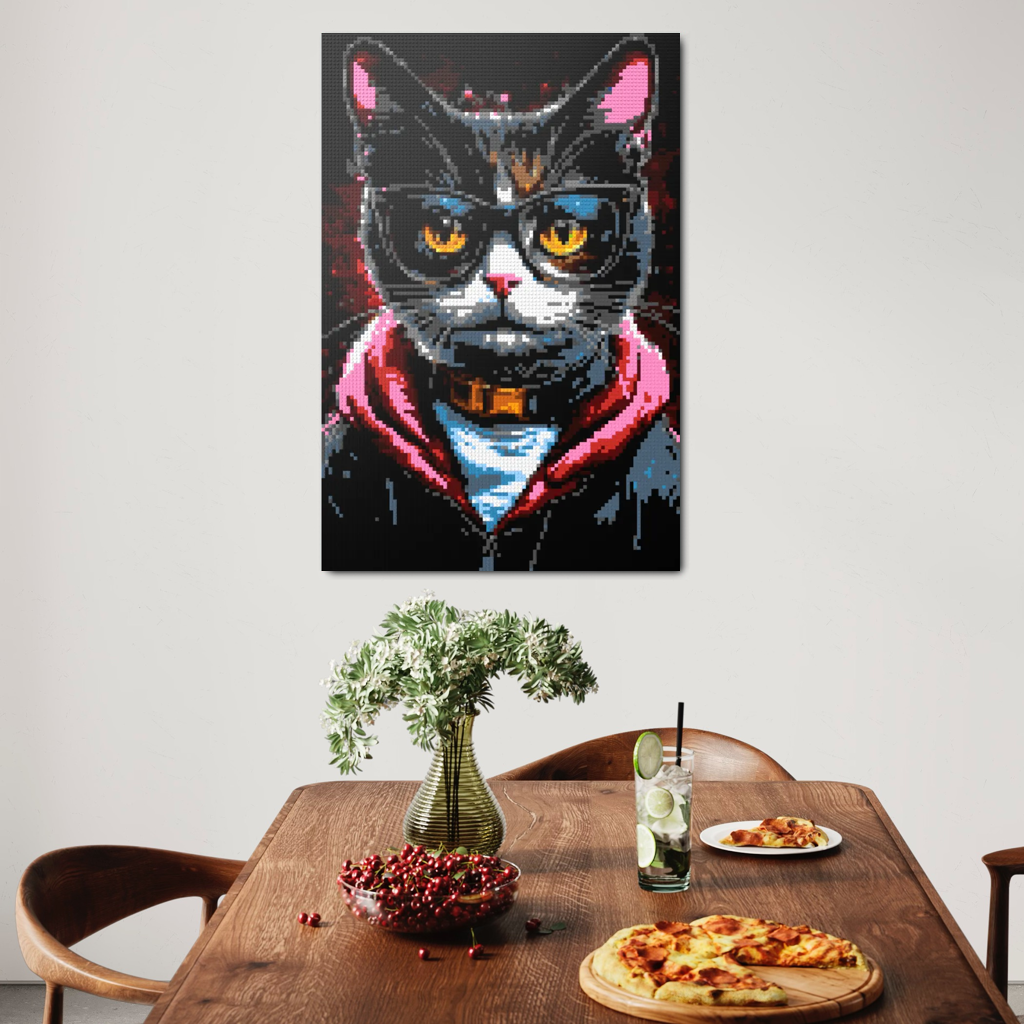 Hipster cat Jeff mosaic