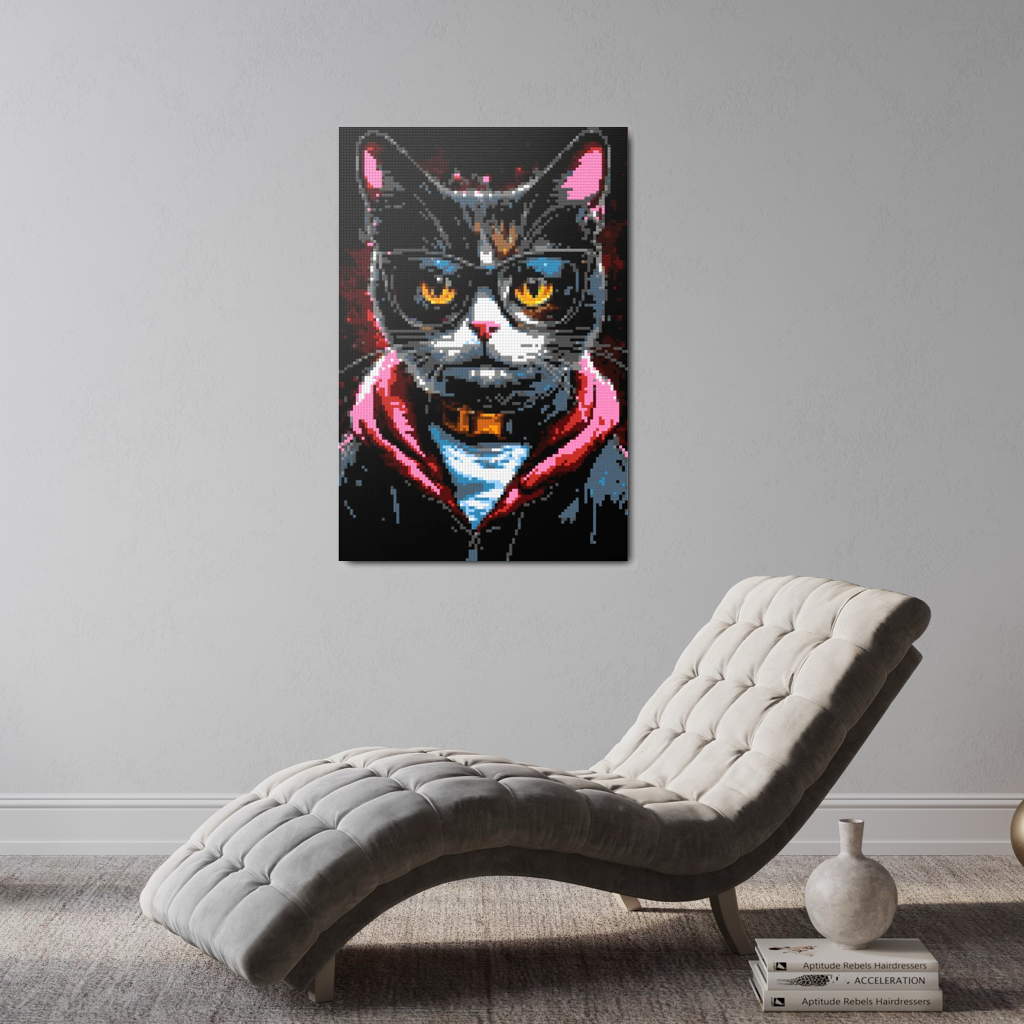 Hipster cat Jeff mosaic