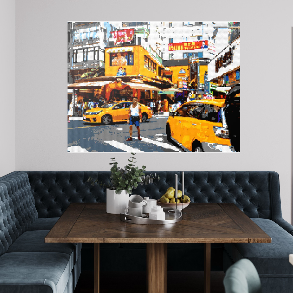 Taipei Street Scene with Taxis
