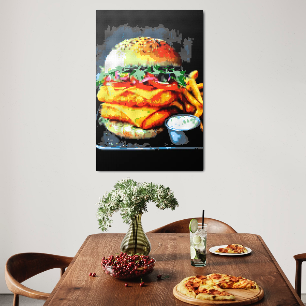 Cheesburger and fries mosaic