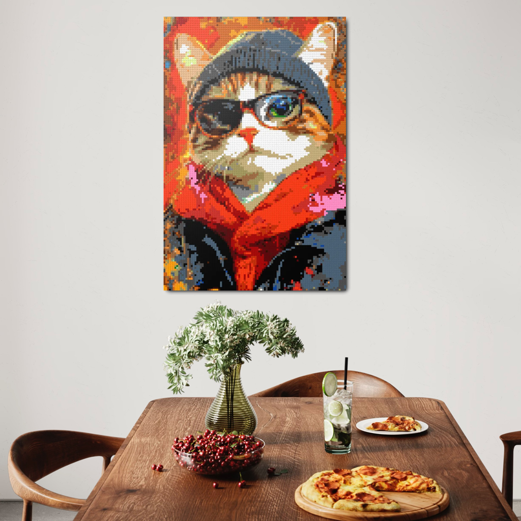 Hipster cat Oscar mosaic