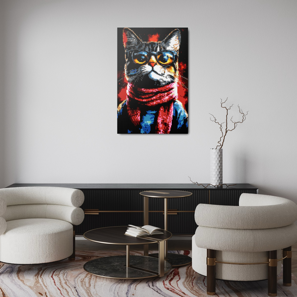 Hipster cat John mosaic