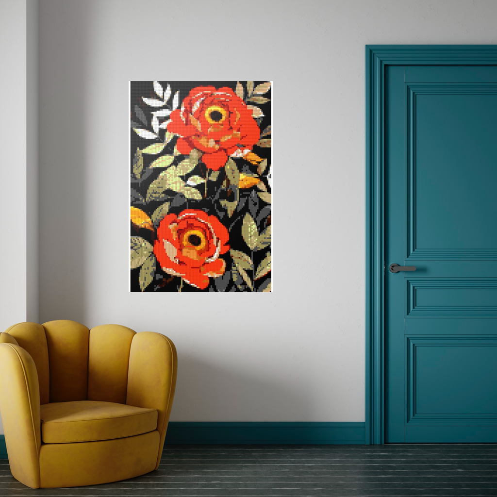 Peonies nature art mosaic