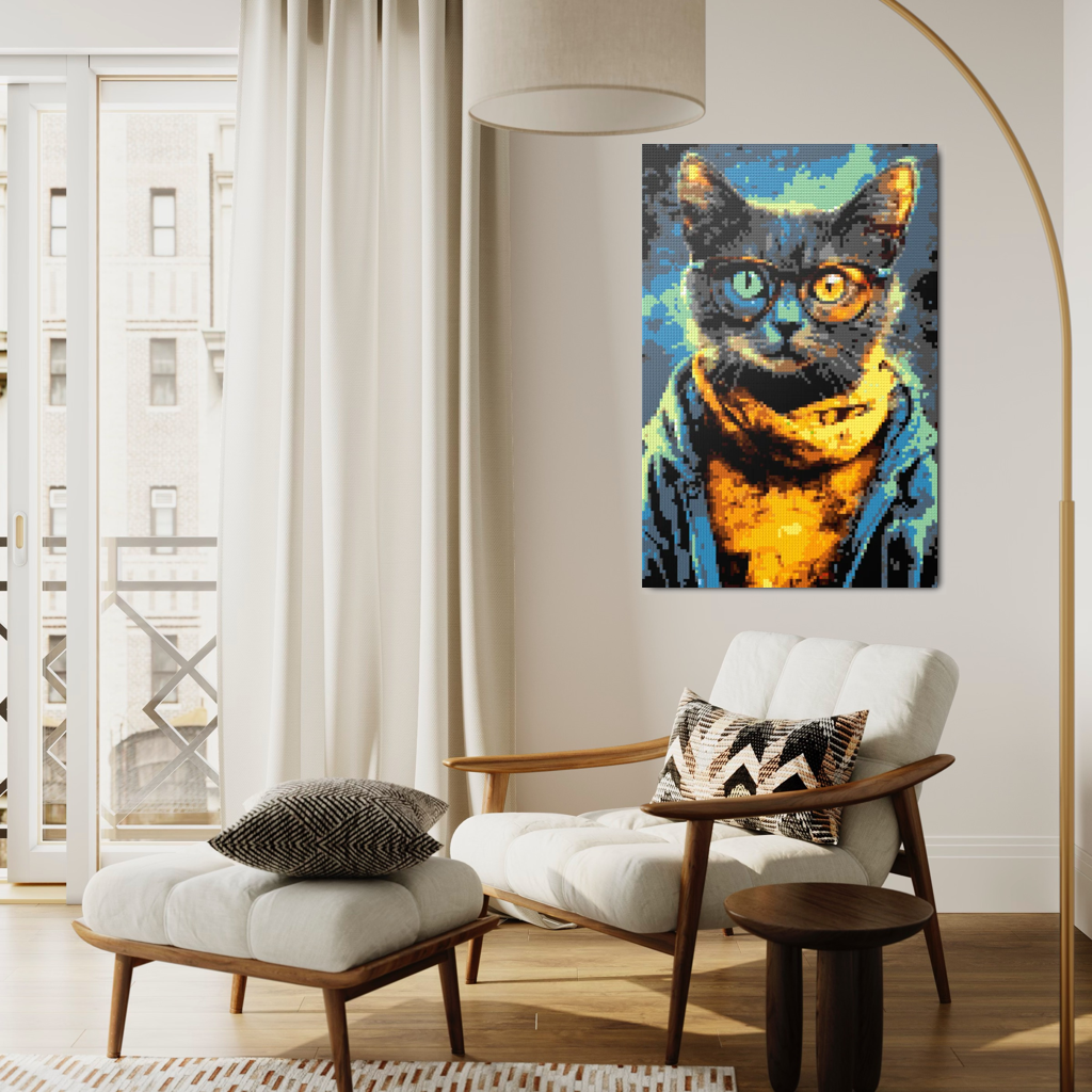 Hipster cat Kliff mosaic