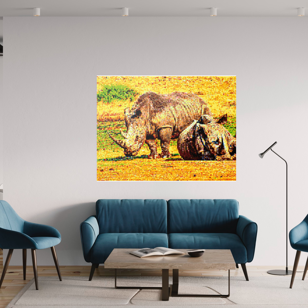 A pair of African rhinoceros in Southern Africa