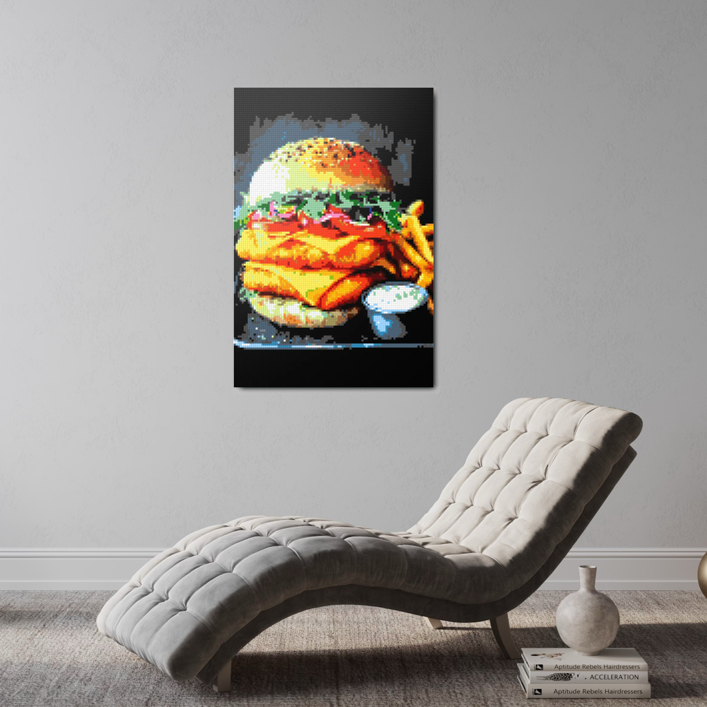 Cheesburger and fries mosaic