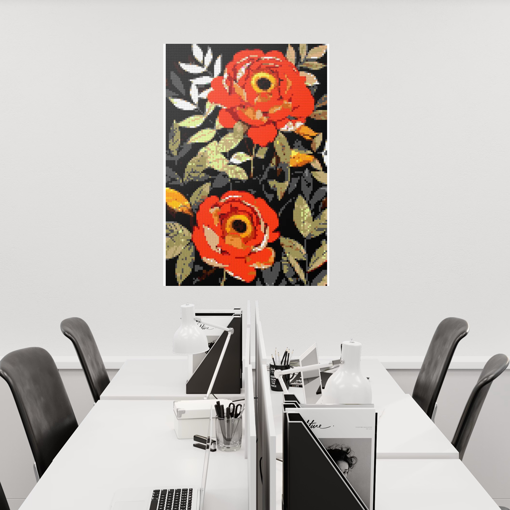 Peonies nature art mosaic