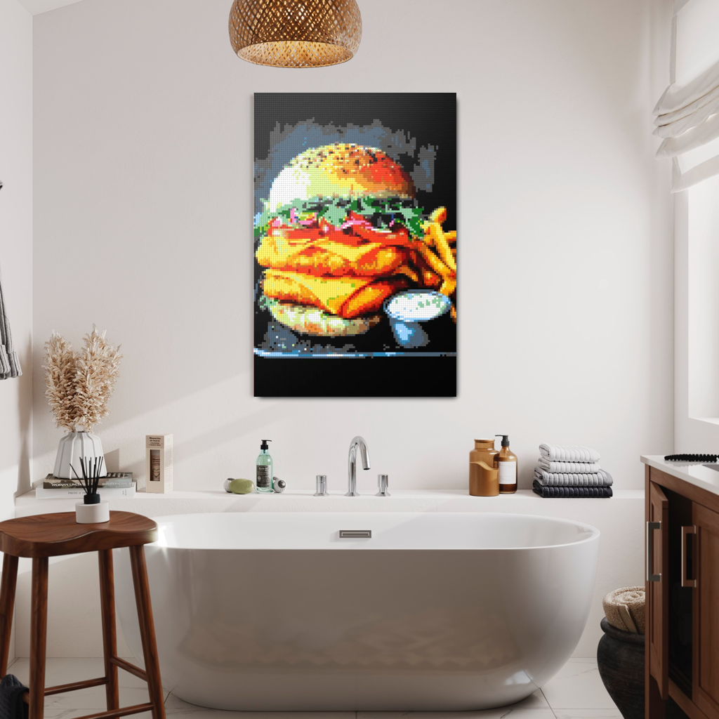 Cheesburger and fries mosaic