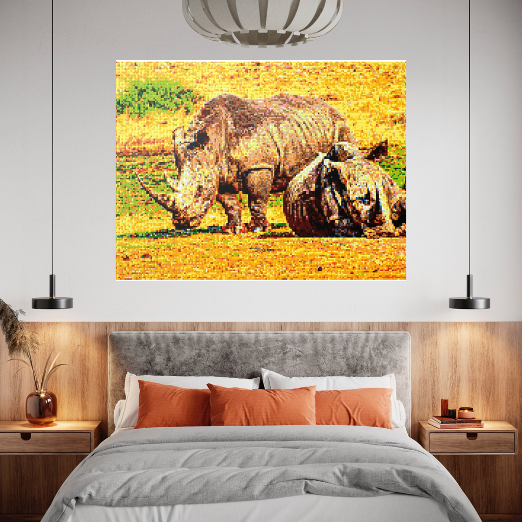 A pair of African rhinoceros in Southern Africa