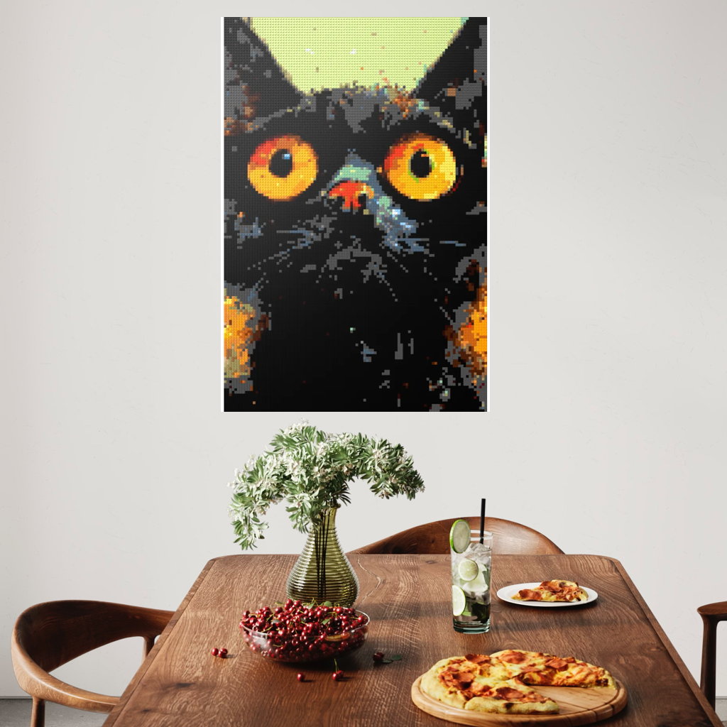 Black cat with yellow eyes